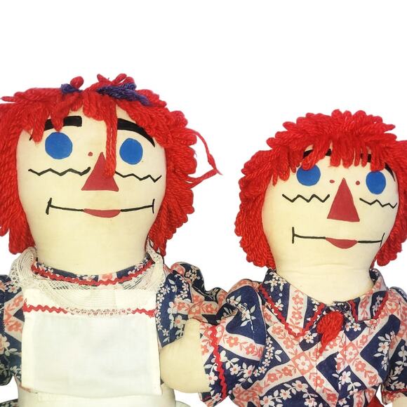 27" Vintage Homemade Raggedy Ann & Andy Doll Pair - Picture 6 of 13